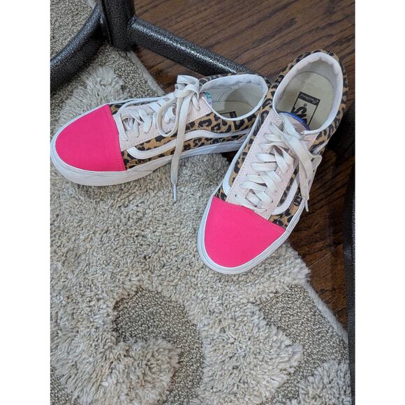Vans Customs Old Skool Pink and leopard Shoes Womens Sz 8.5 - Picture 3 of 11